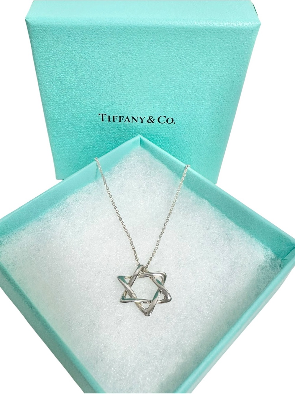 Tiffany and Co. Silver 925 Elsa Peretti Star of David Pendant Necklace with Box - Picture 10 of 11